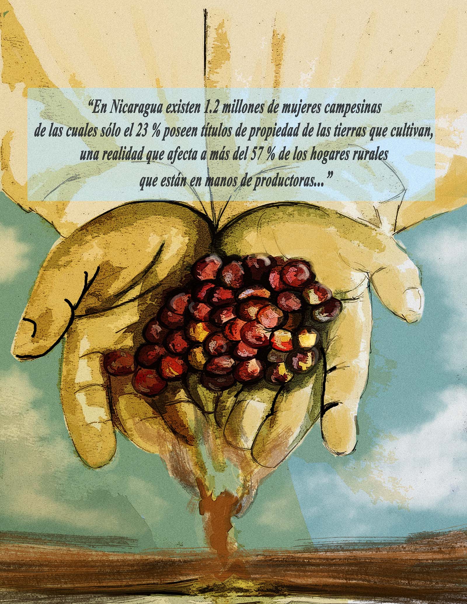 En Nicaragua existen 1.2 millones de mujeres campesinas de las cuales sólo el 23 % poseen títulos de propiedad de las tierras que cultivan, una realidad que afecta a más del 57 % de los hogares rurales que están en manos de productoras.