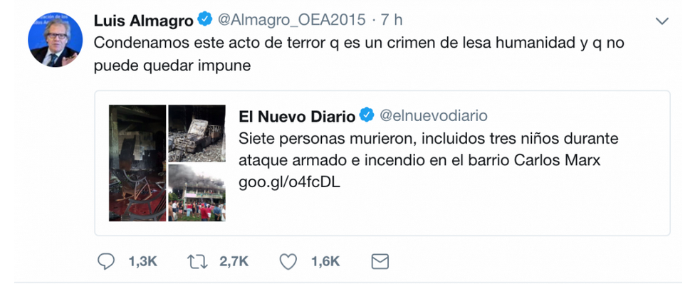 Publicación en Twitter de Luis Almagro