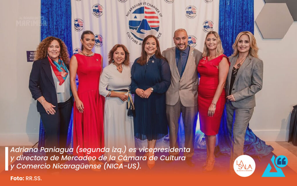Adriana Paniagua (segunda izq.) es vicepresidenta y directora de Mercadeo de la Cámara de Cultura y Comercio Nicaragüense (NICA-US). Foto tomada de Al Sonar de la Marimba